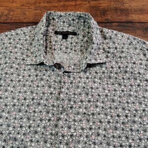 John Varvatos USA Short Sleeve Button Up Shirt Men's Large Floral Black